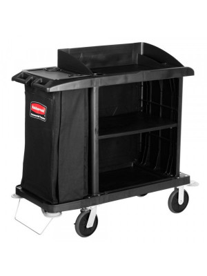 Carro Camareiro Compacto Preto com Bolsa - Rubbermaid  