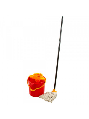  Kit Pulire Vermelho, Balde 12L, Mop 190g e Cabo 123cm - Rubbermaid